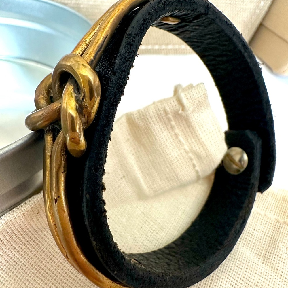 Love & Luxe Black Leather / Brass Bracelet - Picture 2 of 9